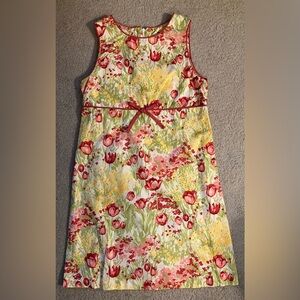 Hartstrings Girls Dress Sleeveless Tulips Size 8 100% Cotton